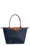 Longchamp Large Le Pliage Tote In New Navy