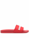DSQUARED2 D-SQUARED2 MAN'S RED RUBBER SLIDE SANDALS WITH  LOGO