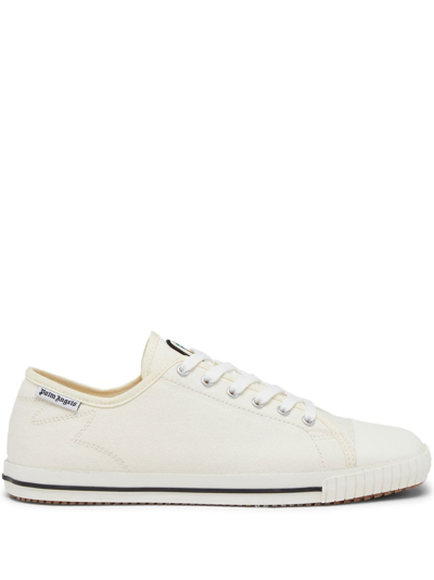 Palm Angels Square Vulcanized Cotton Canvas Sneakers In White