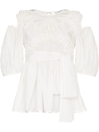 Cecilie Bahnsen Falka Cut-out Puff-sleeve Blouse In White