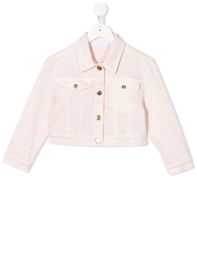Roberto Cavalli Kids' Logo-embroidered Denim Jacket In Pink