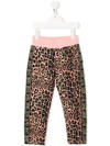 ROBERTO CAVALLI JUNIOR LEOPARD-PRINT LOGO-TAPE TRACK PANTS