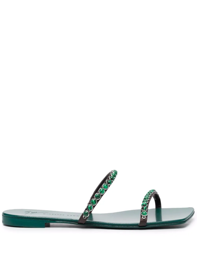 Giuseppe Zanotti Gemstone-embellished Open-toe Sandals In Green
