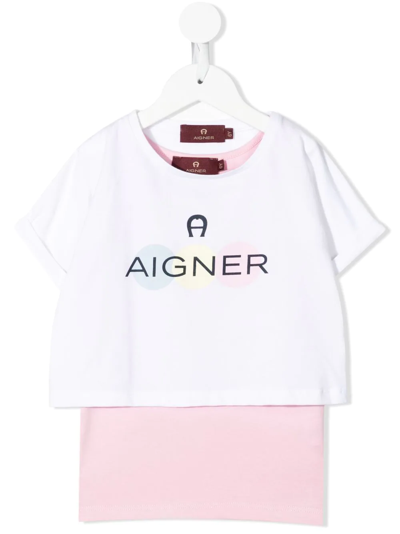Aigner Kids' Layered Logo-print T-shirt Vest In White