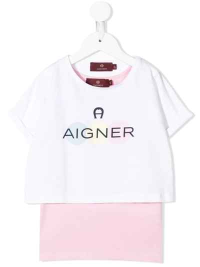 Aigner Kids' Layered Logo-print T-shirt Waistcoat In White