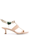 Jimmy Choo Reed 50mm Ankle-chain Sandals In Neutrals
