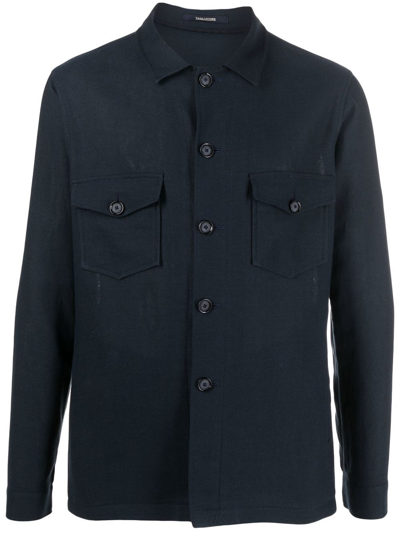 Tagliatore Button-down Fitted Jacket In Blue