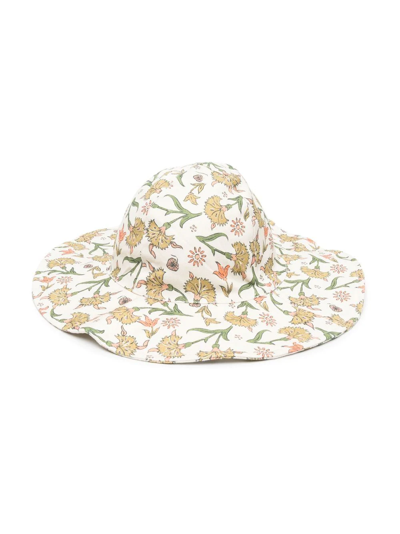 The New Society Kids' Indiana Floral Sun Hat In Neutrals