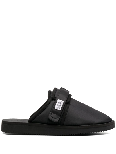 Suicoke Logo Patch Slippers In Black