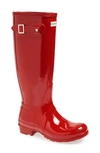 Hunter Original High Gloss Waterproof Boot In Red