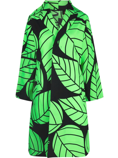 Comme Des Garçons Leaf-print Oversized Jacket In Green