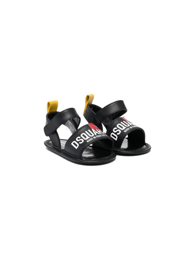 Dsquared2 Babies' Logo露趾凉鞋 In Black