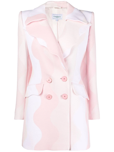 Casablanca Wave-patteern Double-breasted Blazer In Pink