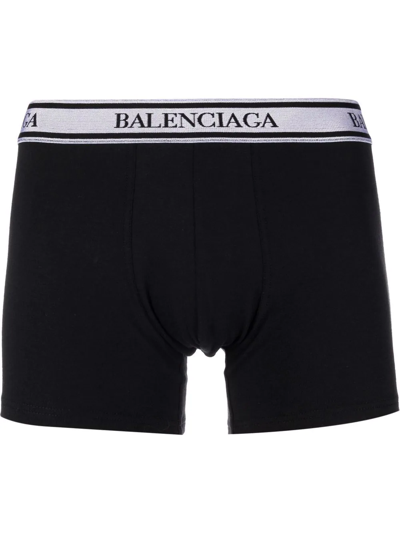 Balenciaga Logo Stretch Cotton Jersey Boxer Briefs In Black