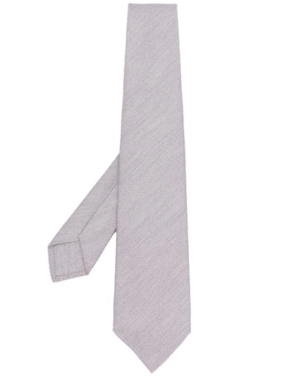 Barba Block-colour Silk Tie In Grey