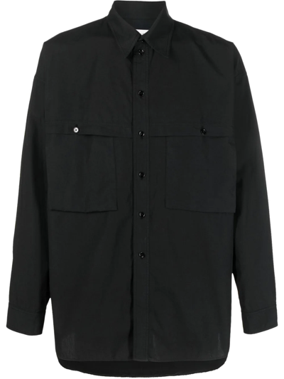 Lemaire Flap-pocket Cotton Shirt In Black