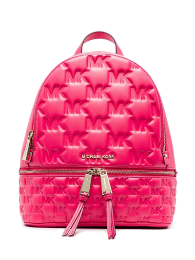 Michael Michael Kors Medium Rhea Debossed-logo Backpack In Pink