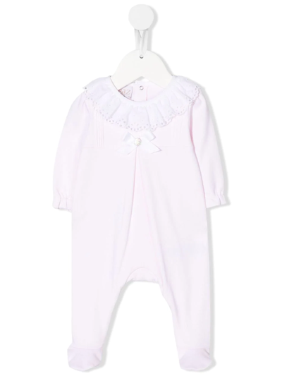 Paz Rodriguez Frilled Bow Cotton Babygrow In Pink