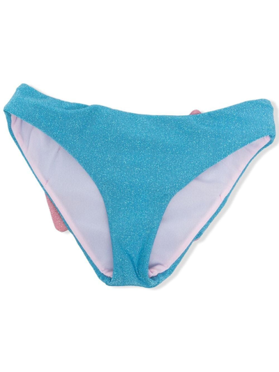 Mc2 Saint Barth Kids' Bow Detail Bikini Bottoms In Blue