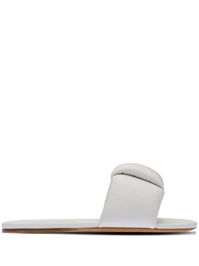 Miu Miu Padded Leather Slides In White
