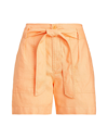 Lauren Ralph Lauren Belted Linen Short Woman Shorts & Bermuda Shorts Apricot Size 4 Linen In Orange