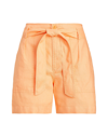 Ralph Lauren Lauren  Belted Linen Short Woman Shorts & Bermuda Shorts Apricot Size 4 Linen In Orange