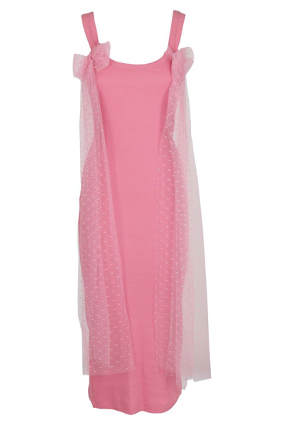 Red Valentino Redvalentino Tulle Detailed Sleeveless Dress In Rosa