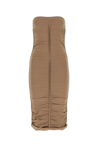 Alexander Wang Ruched Strapless Mini Dress In Brown