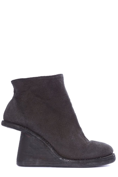 Guidi Layered Wedge Ankle Boots In Black