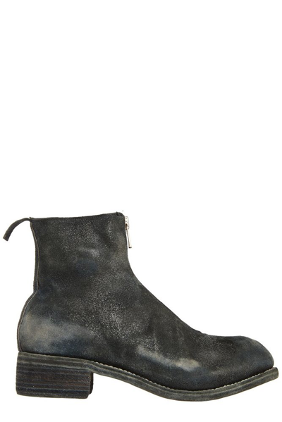 Guidi Zip-up Leather Ankle Boots In Black  