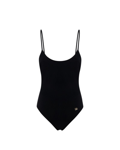 Dolce & Gabbana Dg Logo Crossover Strapped Swimsuit In Nero