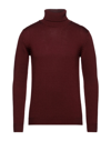 Roberto Collina Man Turtleneck Burgundy Size 36 Merino Wool In Red