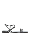 OFF-WHITE OFF-WHITE C/O JIMMY CHOO WOMAN SANDALS BLACK SIZE 11 NATURAL RUBBER