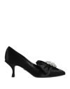 Dolce & Gabbana Satin Decollete With Jewel  In Black
