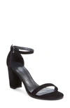 Stuart Weitzman Nearlynude Ankle Strap Sandal In Black Suede