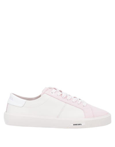 DIESEL DIESEL WOMAN SNEAKERS LIGHT PINK SIZE 7.5 BOVINE LEATHER