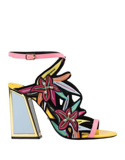 Kat Maconie Calypso Floral Caged Ankle-strap Sandals In Pink