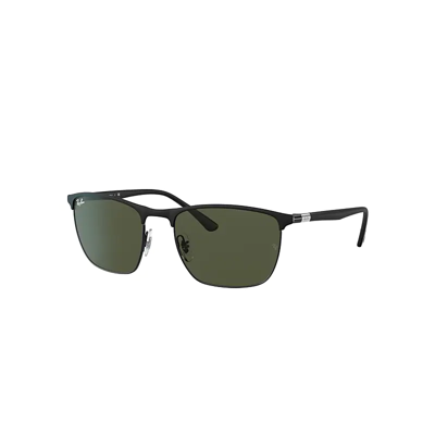 Ray Ban Rb3686 Sunglasses Matte Black Frame Green Lenses 57-19