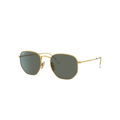 Ray Ban Hexagonal Titanium Sunglasses Legend Gold Frame Green Lenses Polarized 54-21 In Polar Grün