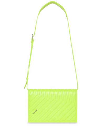 Balenciaga Car Hybrid Strap Wallet In Fluorescent Yellow