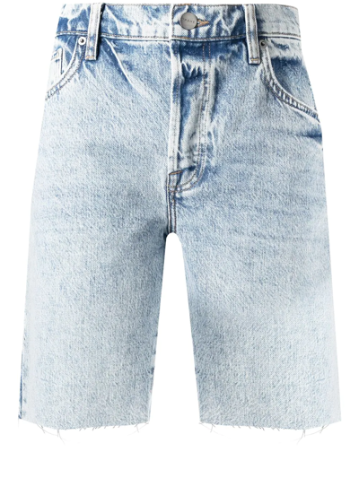 Frame Washed Denim Shorts In Blue