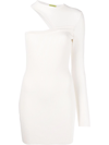 Gauge81 Tinino One-sleeve Ribbed-knit Mini Dress In Weiss