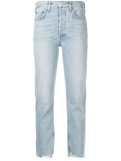 Agolde High-waisted Cropped Jeans In Blau