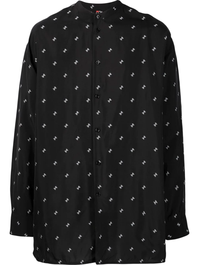 Oamc Bow-motif Band-collar Shirt In Schwarz