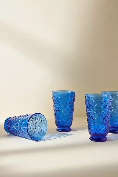 Anthropologie Bombay Highball Glasses, Set Of 4 By  In Blue Size S/4tumbler In Blue