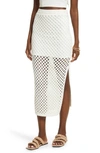 OPEN EDIT OPEN STITCH COTTON BLEND MIDI SKIRT