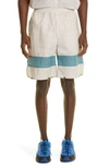 Craig Green Colorblock Laced Cotton Shorts In Cream