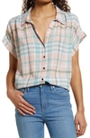 Caslon Stripe Woven Shirt In Pink Chintz-teal Olivia Plaid