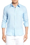 Vilebrequin Linen Long-sleeve Linen Shirt Shirt, Light Blue