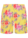 PALM ANGELS YELLOW POLYESTER HIBISCUS SWIM TRUNKS